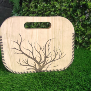 Wooden Handmade Laser Engraved Hand Bag Customized